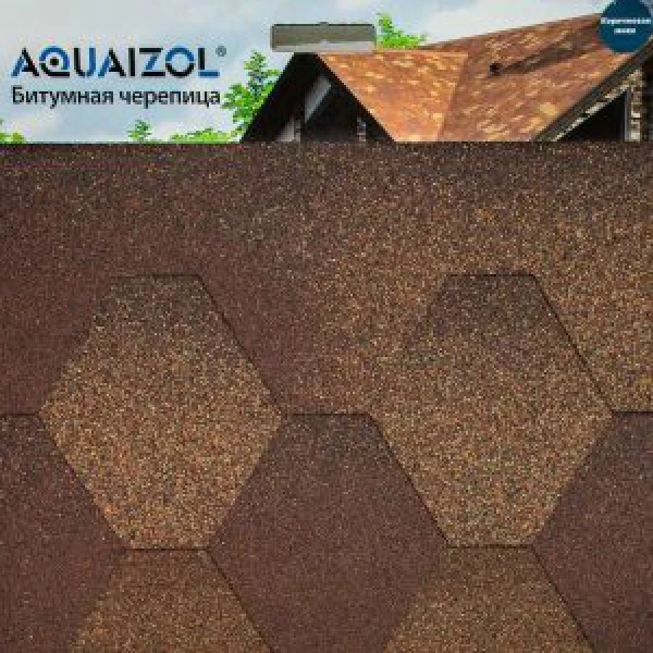 М’яка покрівля Акваізол Мозаїка “Коричневий мікс”