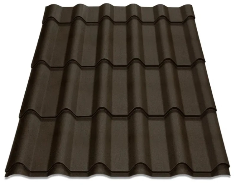 Металочерепиця Ретро Китай 0,4 мм глянцева Темно-коричневий